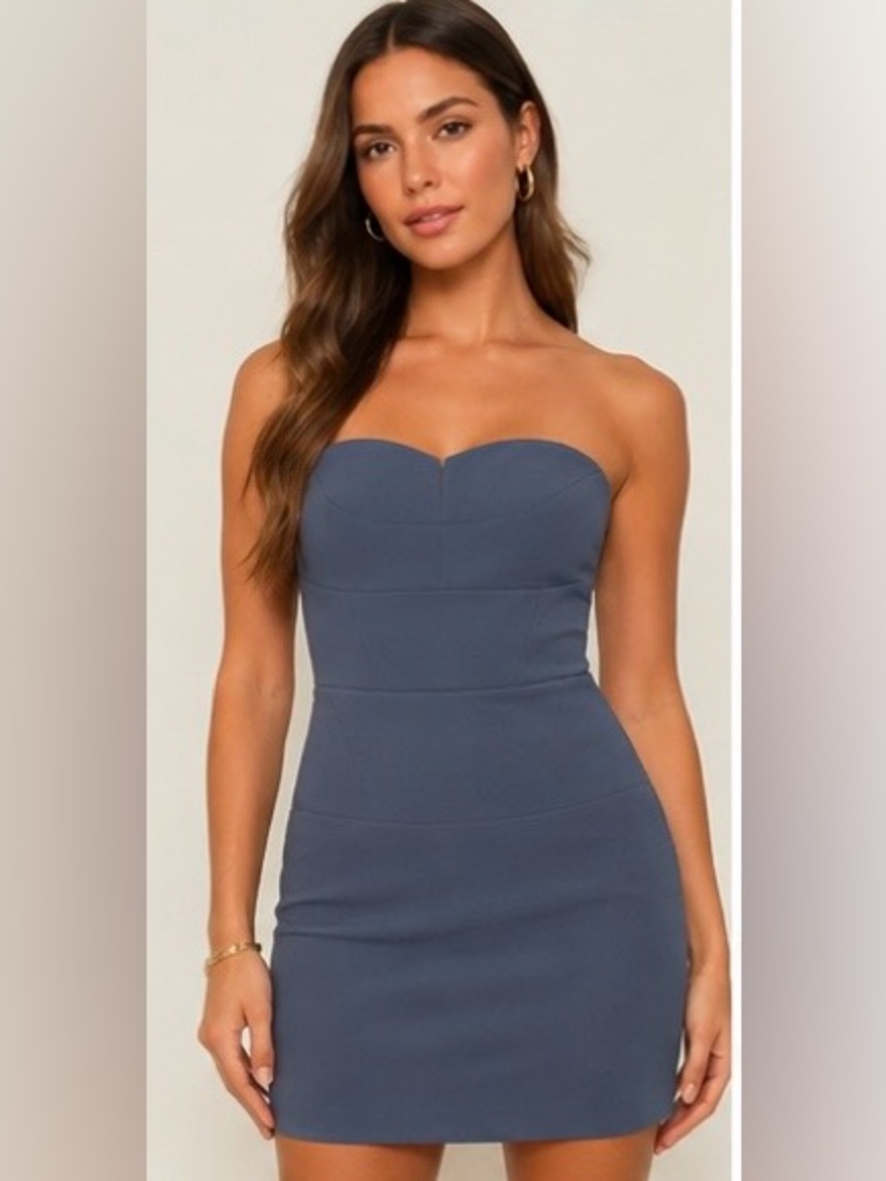 LIKELY Constance Strapless Mini Dress Slate Blue Bodycon Cocktail Sheath